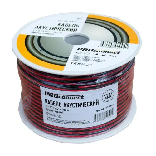 Кабель Stereo 2х0.75 Red/Black бухта (м) PROCONNECT 01-6104-6 фото 2