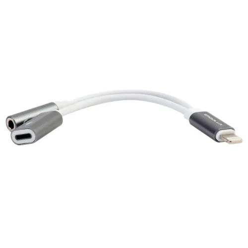 Адаптер звук+зарядка ELX-CSA01-C01 Lightning 2 Lightning-3.5мм 8см блистер бел. ERGOLUX 15290 фото 2