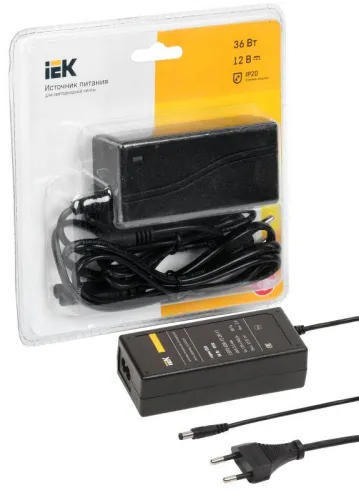 Драйвер LED ИПСН ECO 3528 36Вт 12В сетевая вилка-блок -JacK 5.5 мм IP20 IEK LSP2-036-12-20-11 фото 2