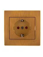 Розетка 1-м СП Mira 16А IP20 с заземл. защ. шторки керамика ольха LEZARD 701-0701-124