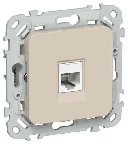 Розетка компьютерная СП FLITE РК5е-1-0-ФлЛ RJ45 кат.5E UTP механизм льняной IEK FI-K12-1-K88