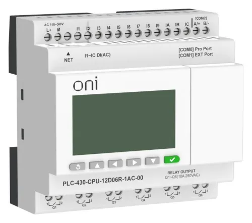 Модуль ЦПУ ПЛК 430 12 DI 6 RO 220В AC с Ethernet портом с экраном ONI PLC-430-CPU-12D06R-1AC-00 фото 7