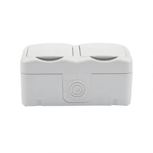 Блок ОП 2 розетки горизонт. Mini OG с заземл. керамика IP54 бел. Kranz KR-78-0607 фото 3