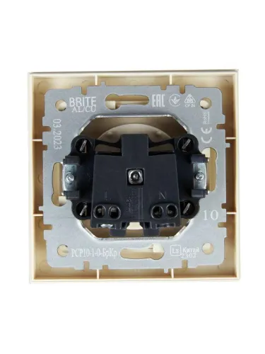 Розетка СП BRITE РСР10-1-0-БрКр 10А в сборе без заземл. без защ. шторок беж. IEK BR-R10-10-K10-F фото 4