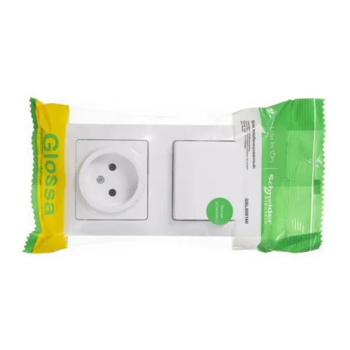 Блок комбинированный Glossa (розетка + 1-кл. выкл.) бел. SE GSL000160 фото 5