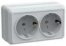 Розетка 2-м ОП Октава РСш22-3-ОБ 16А IP20 с заземл. защ. шторки бел. GENERICA ERO24-K01-16-DC
