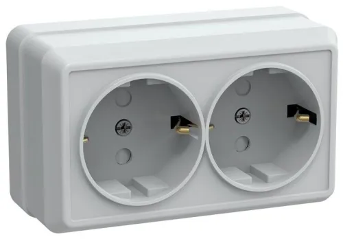 Розетка 2-м ОП Октава РСш22-3-ОБ 16А IP20 с заземл. защ. шторки бел. GENERICA ERO24-K01-16-DC