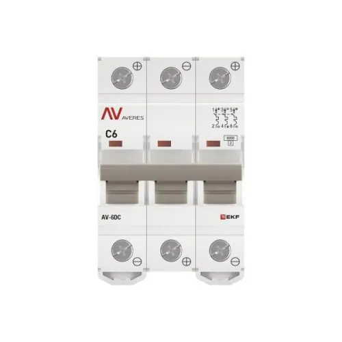 Выключатель автоматический модульный 3п C 6А 6кА AV-6 AVERES EKF mcb6-DC-3-06C-av фото 4