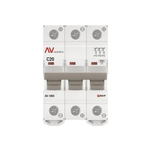 Выключатель автоматический 3п C 20А 10кА AV-10 DC AVERES EKF mcb10-DC-3-20C-av фото 4