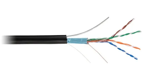 Кабель витая пара F/UTP кат.5E 4х2х24AWG solid PE OUTDOOR черн. (уп.305м) NETLAN EC-UF004-5E-PE-SW-BK