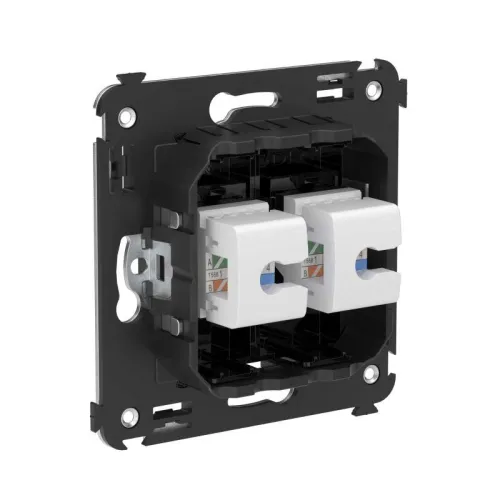 Розетка компьютерная 2-м СП Avanti "Черный квадрат" RJ45 кат.5E без шторок механизм DKC 4402664 фото 4