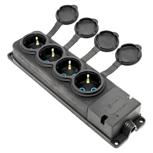 Колодка 4-м 16А IP44 2P+PE 230В с защ. крышками каучук PROxima EKF RPS-020-16-230-44-r фото 9