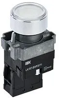 Кнопка LA167-BWF3171 d22мм RC 1НО с подсветкой бел. IEK BBT20-BWF3171-1-12-67-K01