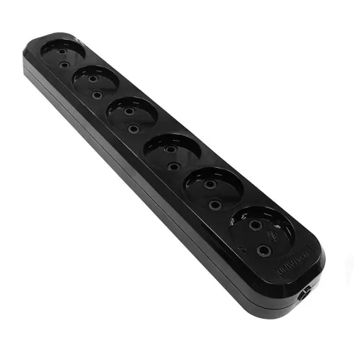 Колодка удлинителя 6-м без заземл. АБС-пластик черн. UNIVersal 2239