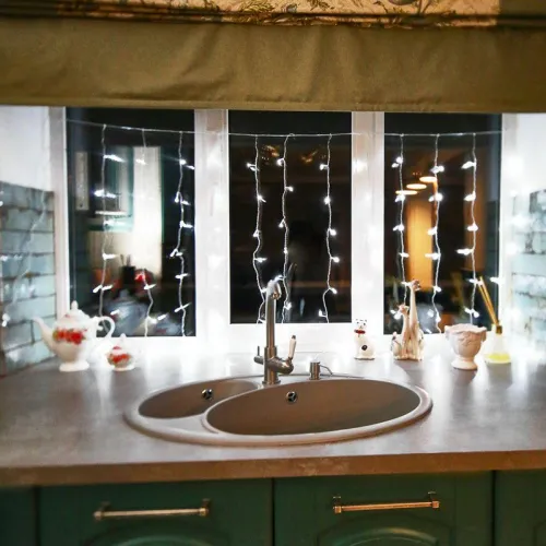 Гирлянда светодиодная "Светодиодный Дождь" 1.5х1м 96LED бел. 8Вт 230В IP20 с контроллером провод прозр. Neon-Night 235-025 фото 5