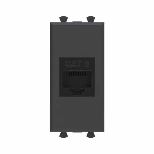 Розетка компьютерная 1мод. Avanti "Черный матовый" RJ45 кат.6 без шторок модульная механизм DKC 4412691
