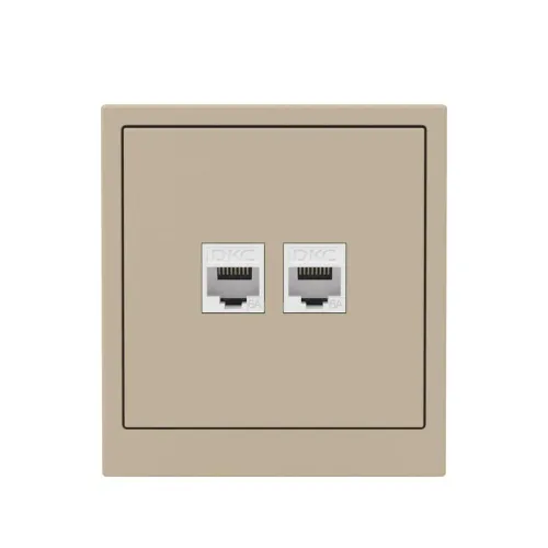 Розетка компьютерная 2-м KANT RJ45 кат.6A без шторки ванильн. марципан DKC 7015674 фото 6
