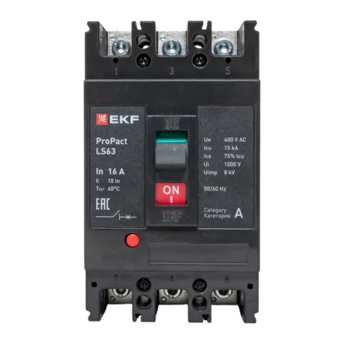 Выключатель автоматический 3п 16А 15кА LS63 ProPact EKF mccb-63-15-3-16-ls фото 5