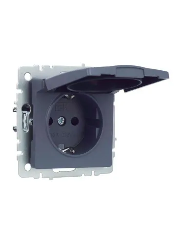Розетка BRITE РСбш10-3-БрМ 16А IP20 с заземл. защ. шторки с крышкой механизм маренго IEK BR-R16-16-K35 фото 2