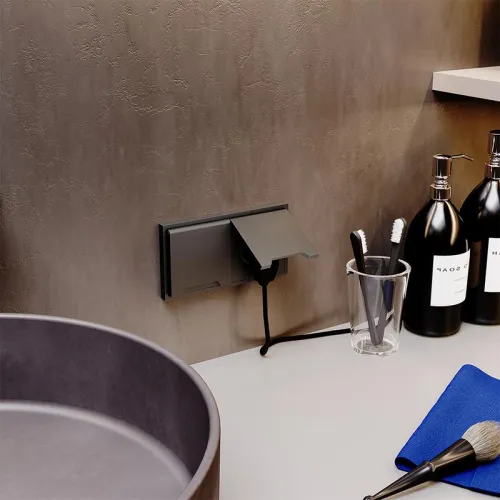 Розетка 1-м СП S70 16А с заземл. защ. шторки + крышка механизм титан Voltum VLS040306 фото 5