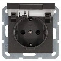 Розетка 1-м Shuko 16А IP20 с заземл. защ. шторки с крышкой механизм мокко Jasmart G5505Z