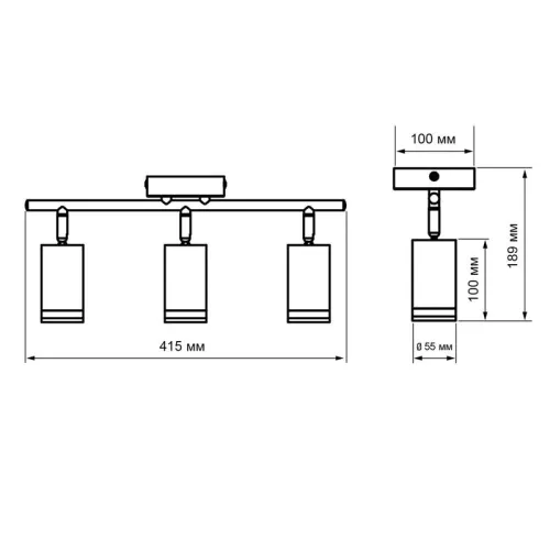 Светильник PCL-0103 3xGU10 IP20 230В BL настен./потолочн. декор. под лампу JazzWay 5066427 фото 7