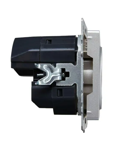 Розетка BRITE РЮш10-1-БрА 16А с USB A+A 2.1А с заземл. защ. шторки механизм алюм. IEK BR-R14-16-U21-D21-K47 фото 8