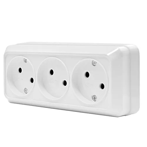 Розетка 3-м ОП Олимп 16А IP20 без заземл. бел. UNIVersal 1160 фото 3