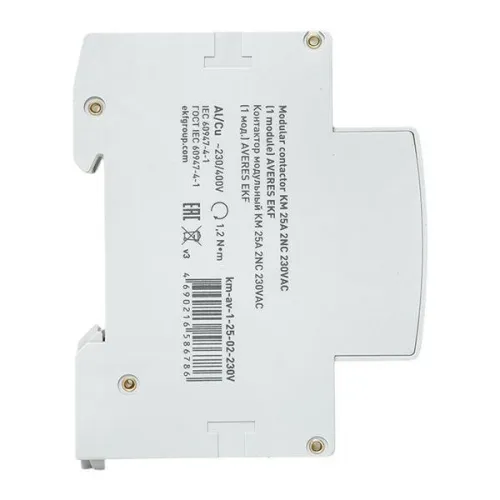 Контактор модульный КМ 25А 2NC 230В AC (1 мод.) AVERES EKF km-av-1-25-02-230V фото 3