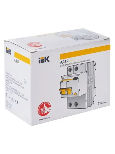 Выключатель автоматический дифференциального тока 2п C 50А 100мА тип AC 4.5кА АД-12 KARAT IEK MAD10-2-050-C-100 фото 3