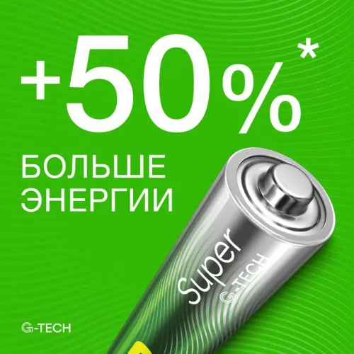 Элемент питания алкалиновый AA/LR6 1.5В Super Alkaline G-Tech 15AA21-2CRSBC2 20/160 (блист.2шт) GP 1223 фото 6