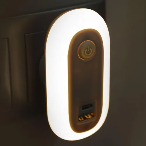 Светильник светодиодный ночник LED USB+TypeC 220В NL-267 Camelion 15384 фото 8