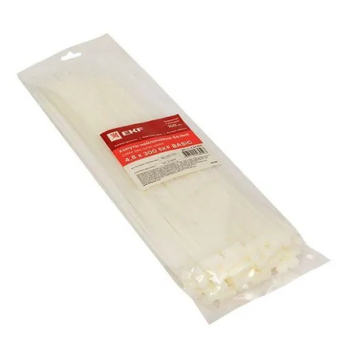 Хомут кабельный 4.8х300 нейл. бел. (уп.100шт) EKF plc-c-4.8x300 фото 3