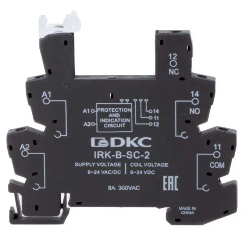Колодка ультратонкая для реле RIS вх. напр. 6-24В AC/DC винт. Клеммы DKC IRK-B-SC-2