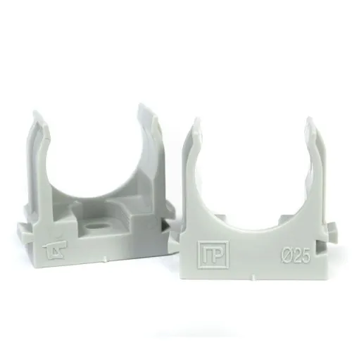 Держатель для труб (клипса) d25мм для монтажного пистолета сер. в гофроящике Промрукав PR13.0454