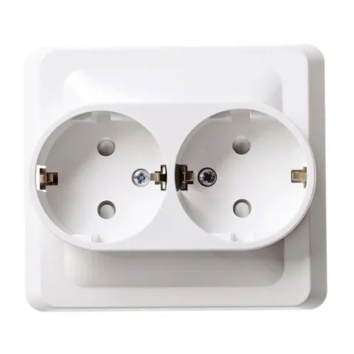 Розетка 2-м СП Этюд 16А IP20 250В с заземл. защ. шторки бел. SE PC16-008B фото 3