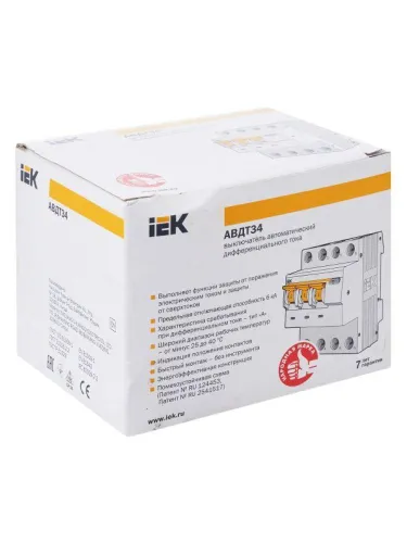 Выключатель автоматический дифференциального тока 4п (3P+N) C 25А 300мА тип A 6кА АВДТ-34 KARAT IEK MAD22-6-025-C-300 фото 11
