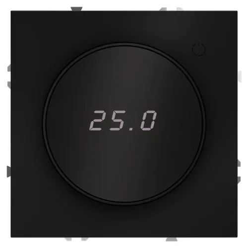 Терморегулятор электронный S70 с индикацией и датчиком для теплого пола механизм черн. матов. Voltum VLS070108