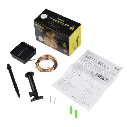 Светильник светодиодный садовый SLR-G03-200Y нить 200 LED желт. на солнечн. батарее ФАZА 5033344 фото 4