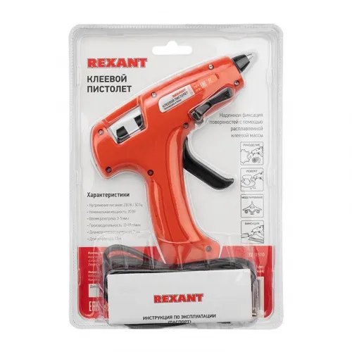 Пистолет клеевой 20Вт ЭКСПЕРТ (блист.) Rexant 12-1510 фото 3