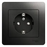 Розетка 1-м СП 1мод. Glossa 16А IP20 с заземл. защ. шторки в сборе антрацит SE GSL000744