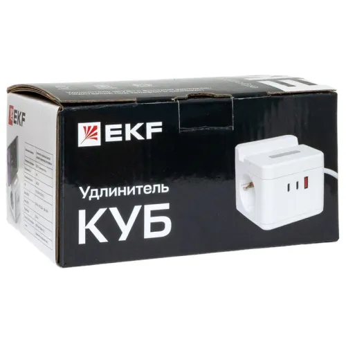 Удлинитель "Куб" 2х1.3м USB + 2Type C с быстрой зарядкой подставкой под телефон и ночником 1кв.мм EKF UBA-CUB-2-FC фото 3