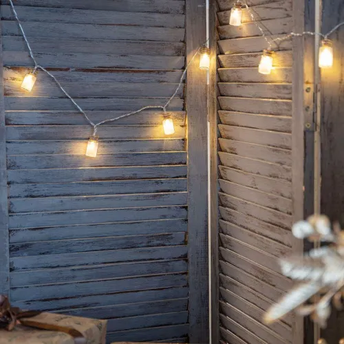 Гирлянда светодиодная "Баночки" 1.5м 10LED тепл. бел. 0.1Вт IP20 провод ПВХ прозр. элементы питания 2хAA (не в компл.) Neon-Night 303-096 фото 3