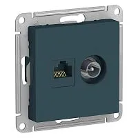 Розетка компьютерная + телевизионная 2-м СП AtlasDesign RJ45 кат.5E + TV механизм изумруд SE ATN000889