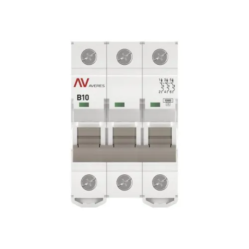 Выключатель автоматический модульный 3п B 10А 10кА AV-10 AVERES EKF mcb10-3-10B-av фото 3