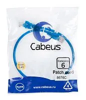 Патч-корд U/UTP кат.6 PC-UTP-RJ45-Cat.6-0.5m-BL 2xRJ45/8p8c неэкранир. PVC 0.5м син. Cabeus 8676c
