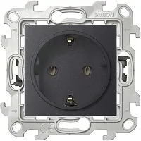 Розетка 1-м СП Simon 24 16А IP20 2P+E Push&Go без защ. шторок механизм графит Simon 2420434-038