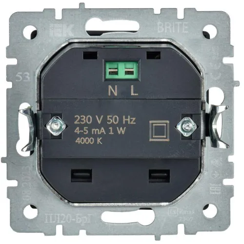 Подсветка светодиодная BRITE встраив. ПЛ20-БрГ механизм графит IEK BR-FL20-K53 фото 6