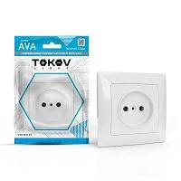 Розетка 1-м СП AVA 16А IP20 без заземл. без защ. шторок в сборе бел. TOKOV LIGHT TKL-AV-R1F-C01