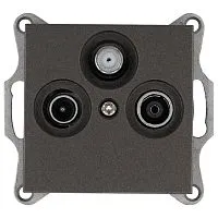 Розетка телевизионная проходная TV + FM + SAT 3-м Ф9.5мм механизм мокко Jasmart G6207Z